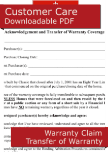 Transfer of Warranty Form